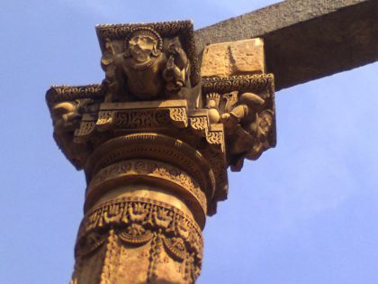 Bell and Chain Motif and Yaksha on Temple Columns